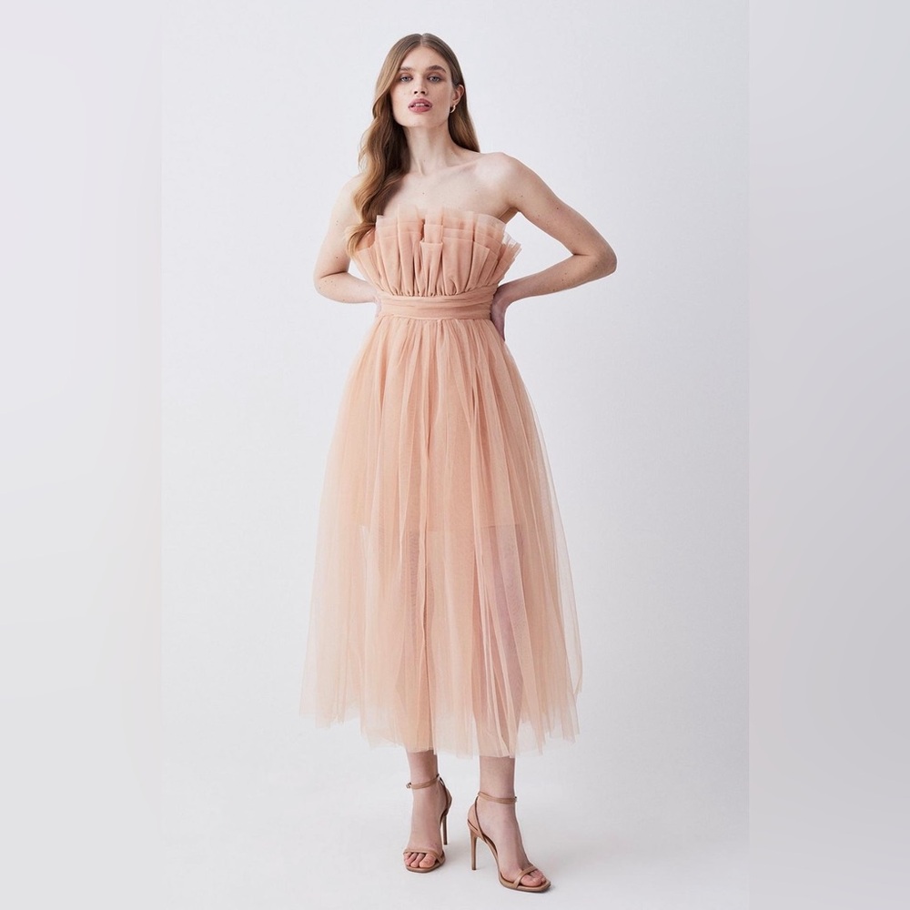 Tulle Woven Midi Dress Karen Millen